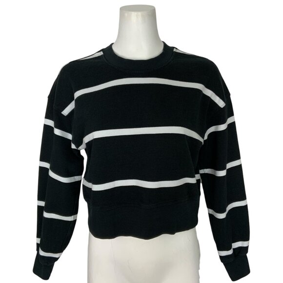 Lululemon Perfectly Oversized Cropped Crew Sweatshirt 0 Boundless Stripe Black - Picture 1 of 13